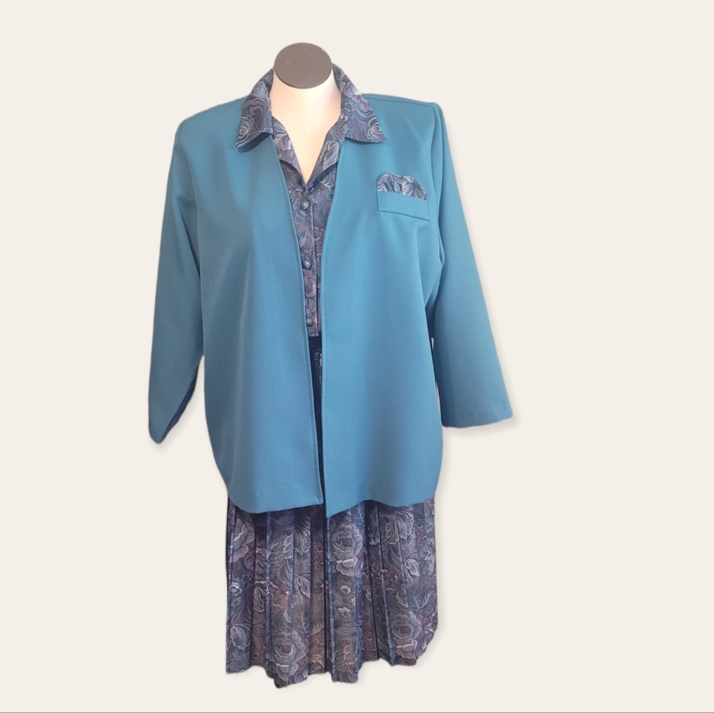 Vintage 80s Floral 3pc Dress Set